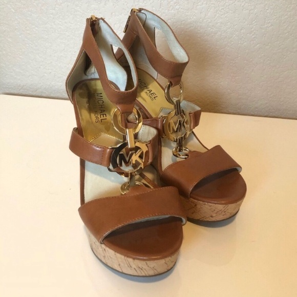 MICHAEL Michael Kors Shoes - NWT Michael Kors brown leather cork wedges